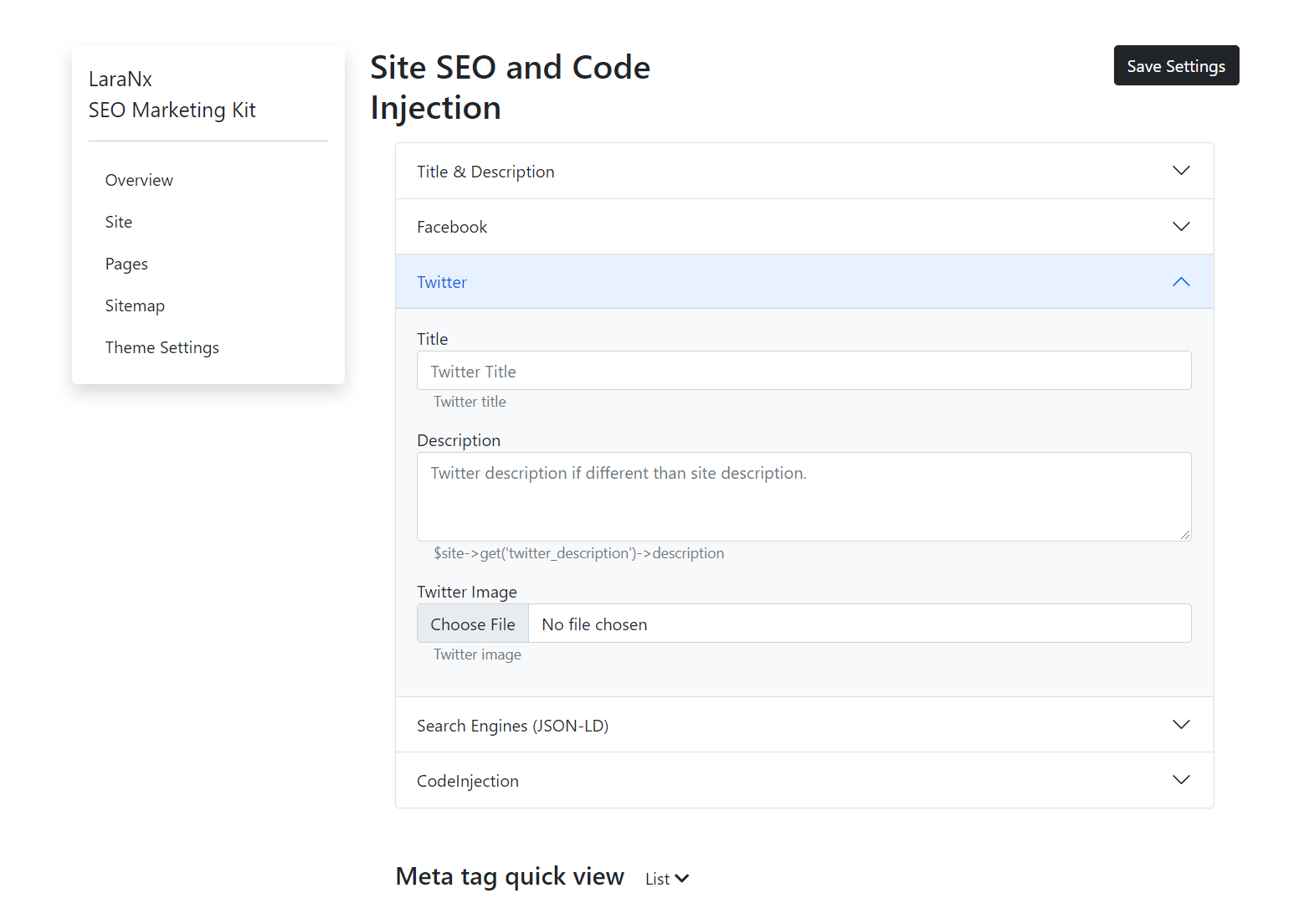 Site X/Twitter Settings